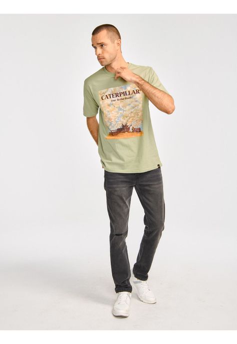 Polera Manga Corta Hombre Herit Unf HW Graph1 Verde-1