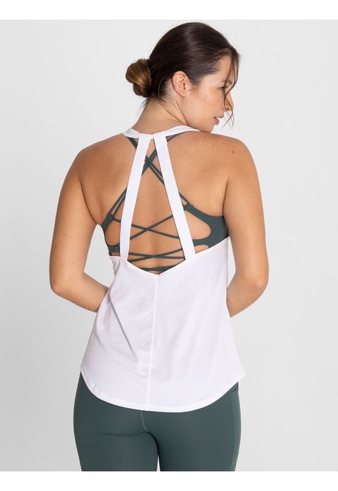 Polera Sin Mangas Training Tank Blanco Mujer-6