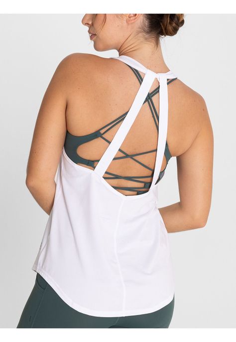 Polera Sin Mangas Training Tank Blanco Mujer-8