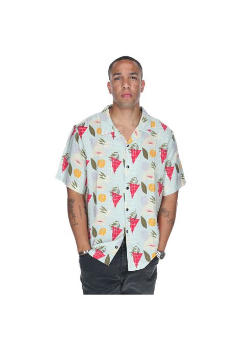 Camisa M/C Hombre Tropical Geometry Azul-0
