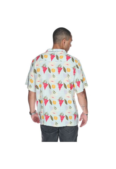 Camisa M/C Hombre Tropical Geometry Azul-2