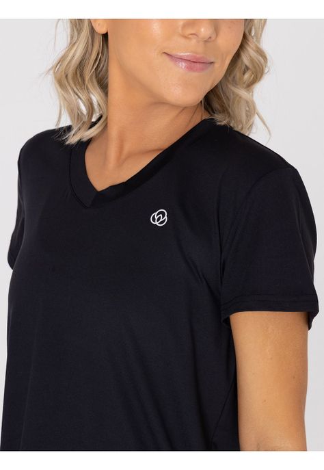Polera deportiva Mujer Manga Corta V Neck Negro-3
