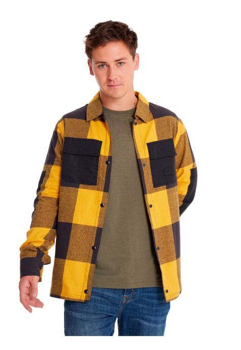 Camisa Manga Larga Flannel Hombre Snap Fr Amarillo-0
