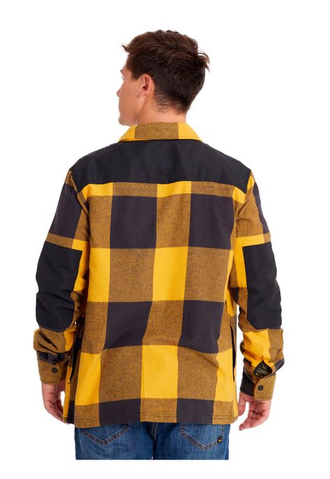 Camisa Manga Larga Flannel Hombre Snap Fr Amarillo-4