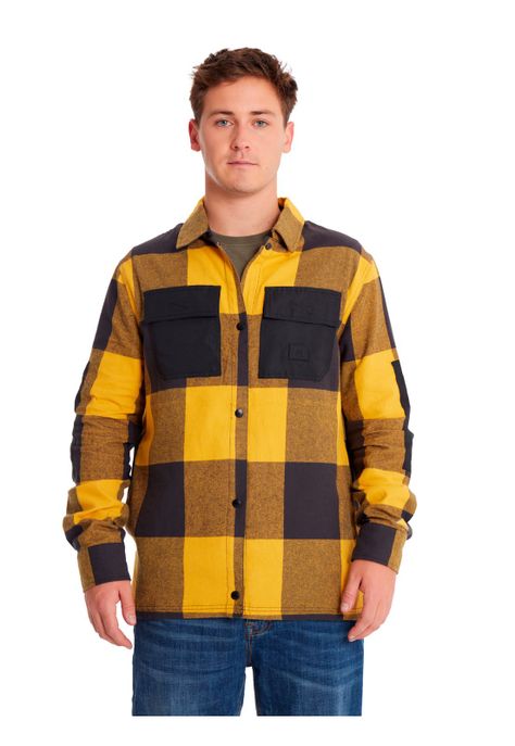 Camisa Manga Larga Flannel Hombre Snap Fr Amarillo-6