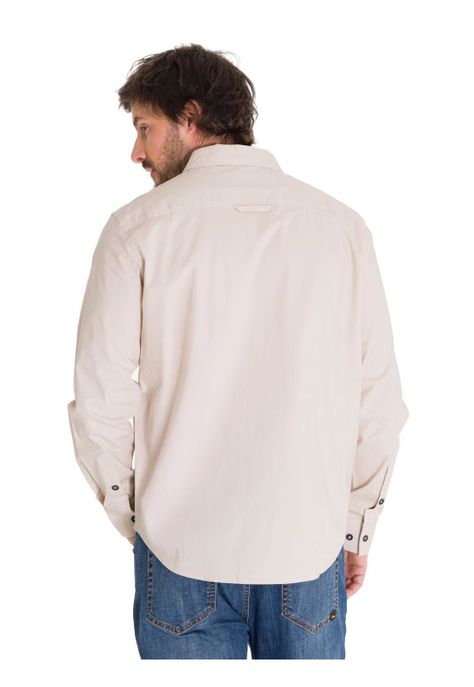 Camisa Casual Utility Hombre Beige-3