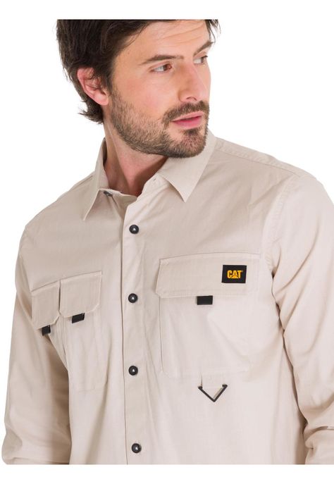 Camisa Casual Utility Hombre Beige-4