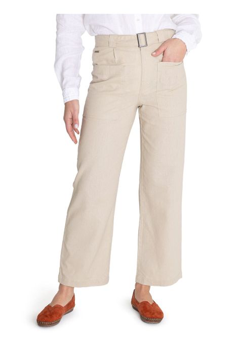 Pantalón Algodón Orgánico Beige Flip Mujer -4