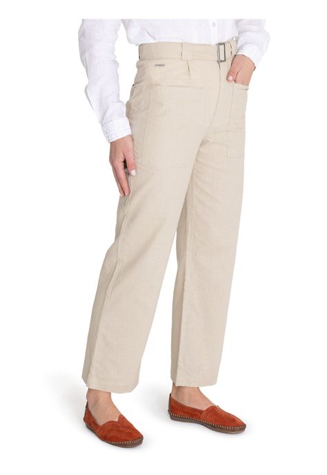 Pantalón Algodón Orgánico Beige Flip Mujer -5