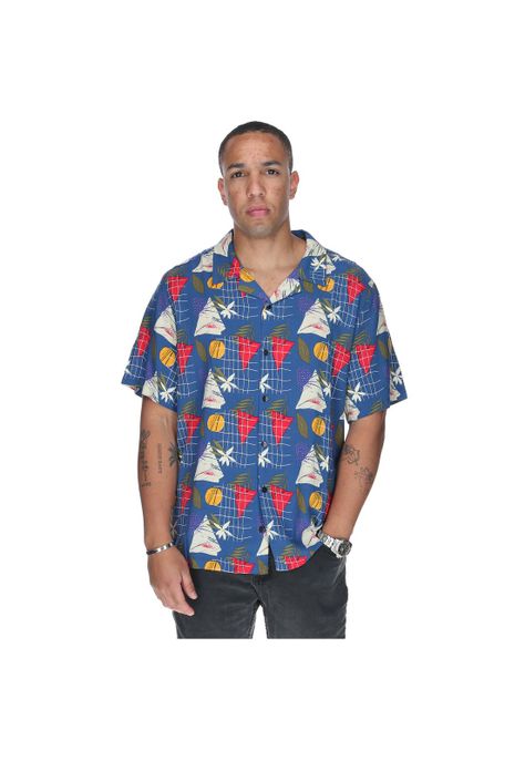 Camisa M/C Hombre Tropical Geometry Azul-0