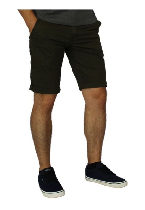 Bermuda Elasticada Slim Fit Verde Oscuro -1