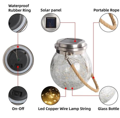 Lampara Solar Decorativa Esfera Colgante Led-2
