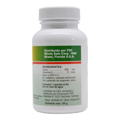 Calcio 600 mg + Vitamina D x 60 comprimidos-2