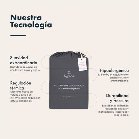 Set 2 Fundas Almohada - 100% Bambú Orgánico - 50x90 - Blanco - Hypnos-2