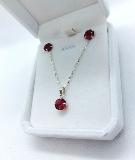 Conjunto Circones Rojo Rubí – Plata Ley 925 -1