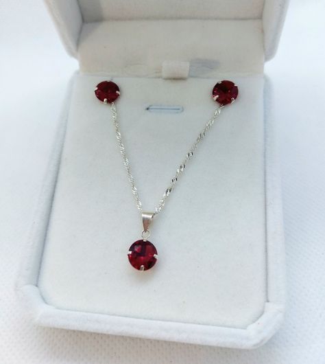 Conjunto Circones Rojo Rubí – Plata Ley 925 -0