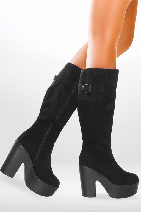 Botas Mujer Bucaneras Altas Plataforma y Taco Forradas-3