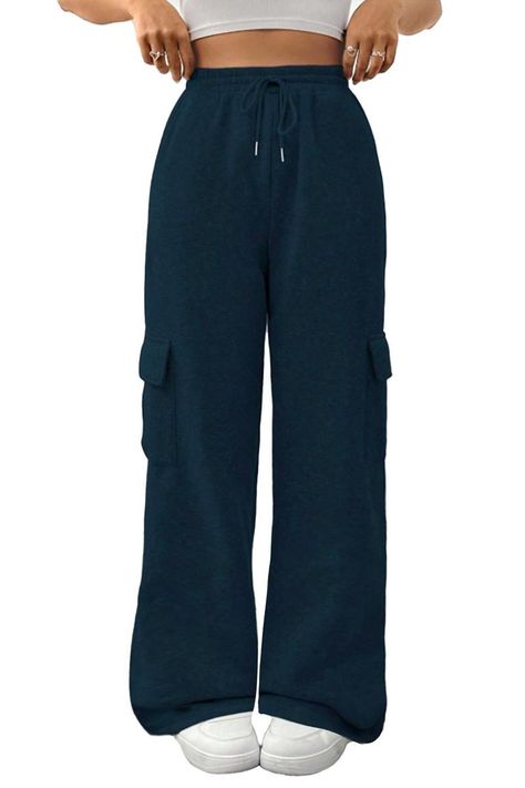 Pantalón DE Buzo Cargo Algodón Palazzo Oversize Elasticados - Wide Leg-5