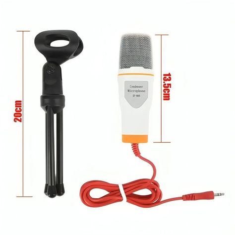 Micrófono Estudio Condensador Atril Escritorio Alámbrico Color Blanco-1