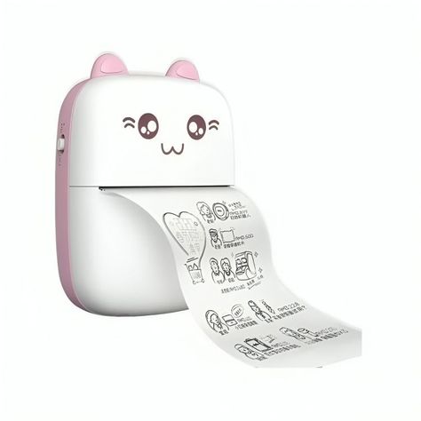 Mini Impresora Térmica Portátil Bluetooth Gatito + 11 Rollos-0