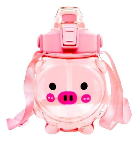Botella Agua Antiderrame Kawaii Con Sticker Y Correa 1000ml -0