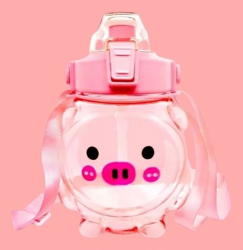 Botella Agua Antiderrame Kawaii Con Sticker Y Correa 1000ml -1