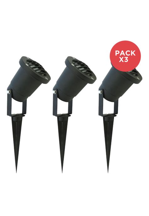 Pack 3 Estacas Gardenlux Ip54 Negro Con Rejilla-0