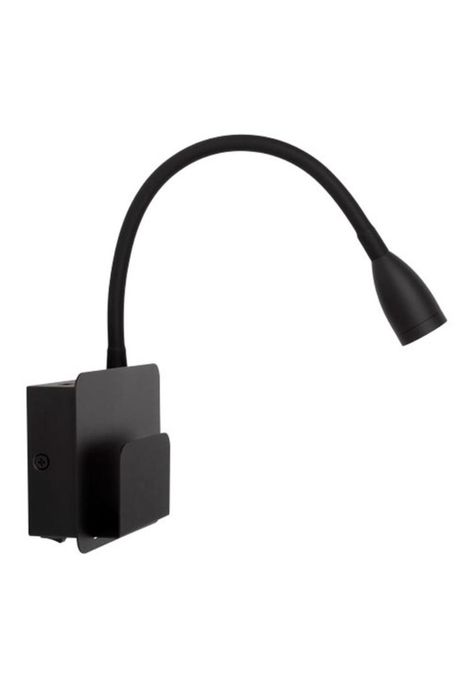 Aplique Lectura Led 3w Luz Cálida Negro Con Puerto Carga Usb-0
