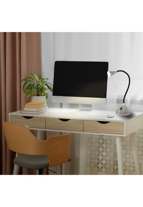 Lámpara De Escritorio Led Cobra Luz Cálida Gris-1