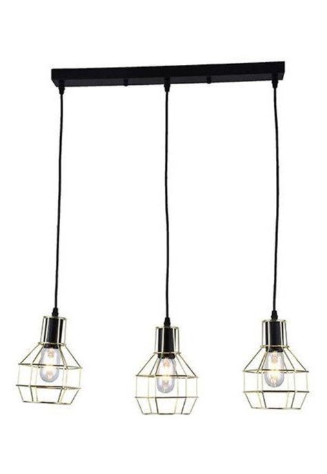 Lámpara Colgante Kratia 3 Luces Cafe Oro-0