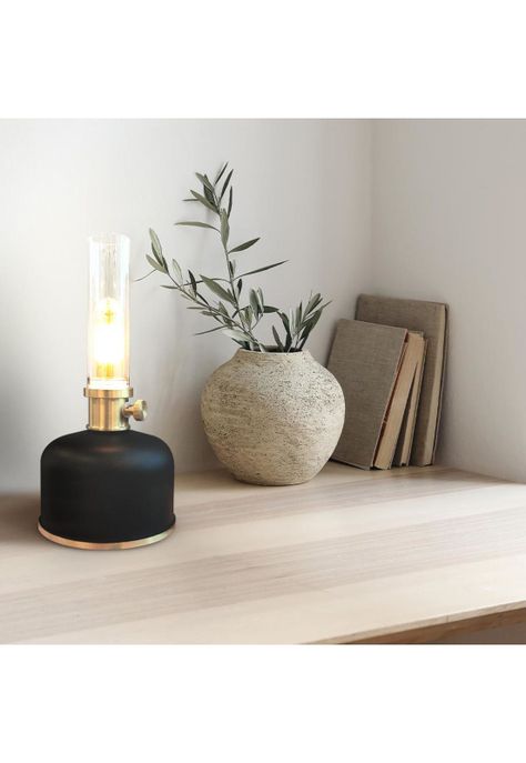 Linterna de Mesa Argand Portátil Beige Negra-1