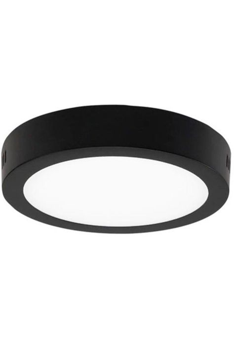 Panel LED Circular 18 W Luz Cálida Sobrepuesto Negro-0