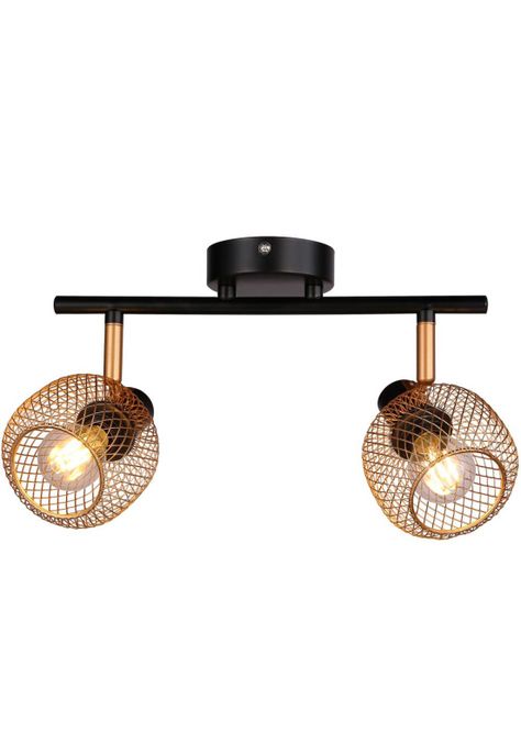 Foco Sobrepuesto Indo Malla 2 Luces Dorado Mate-0