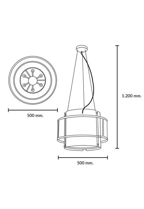 Lámpara Colgante Cosio Oro Mate 6 Luces E14-3