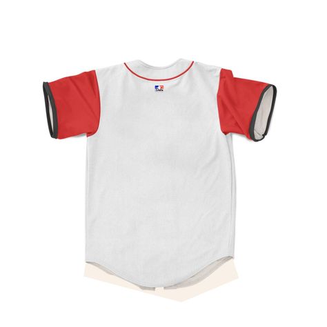 Polera estilo beisbol white with red Bullz-1