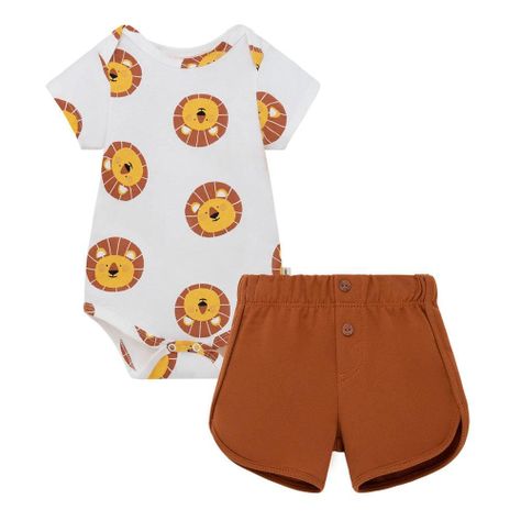 Conjunto corto de body y short para recién nacido niño-0