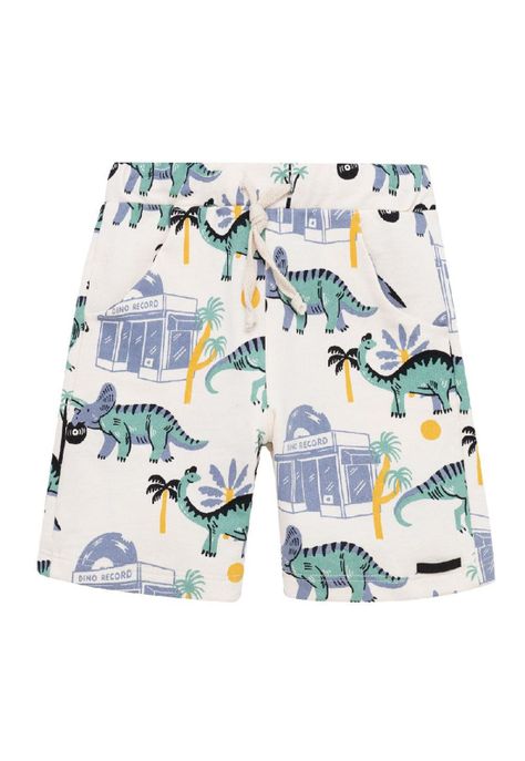 Short con bolsillo estampado dinosaurios para bebé niño-0
