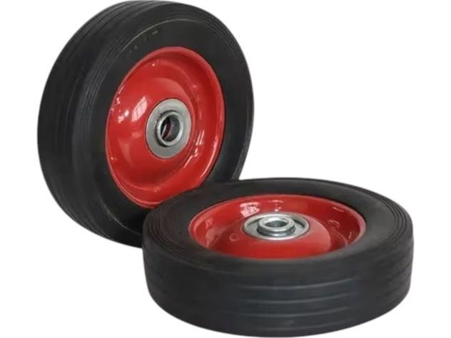 Pack 2 Ruedas Goma Solida Carros Yegua Carga Pesada 15 cm-0