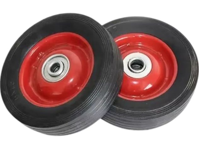 Pack 2 Ruedas Goma Solida Carros Yegua Carga Pesada 15 cm-2