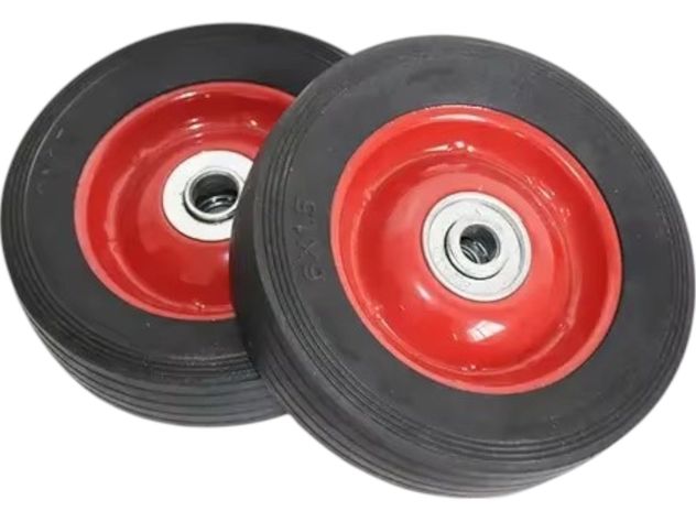 Pack 2 Ruedas Goma Solida Carros Yegua Carga Pesada 15 cm-3
