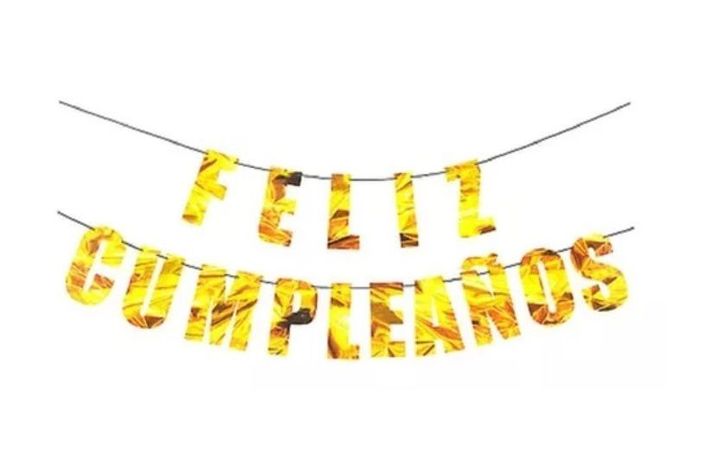 Guirnalda Letra Feliz Cumpleaños Dorado Brilla Fiesta 5 Mts.-0