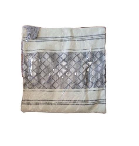 Funda Cojín Tejida Diseño Decorativo Beige Y Gris 45x45-0