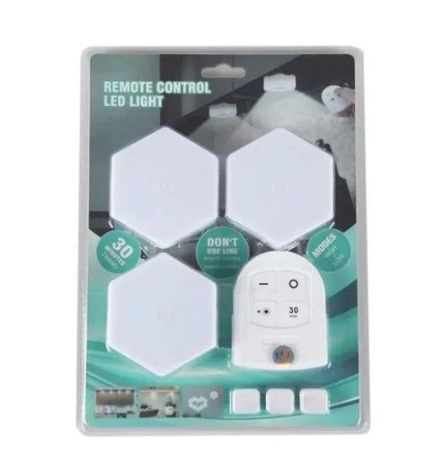 Pack 3 Luz Led Hexagonal Portátil Con Control Remoto Y Timer-2