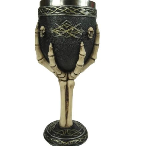 Copa Cáliz Mano Esqueleto Calavera Medieval Acero Inoxidable-0