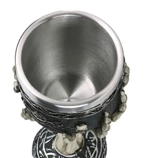 Copa Cáliz Mano Esqueleto Calavera Medieval Acero Inoxidable-2