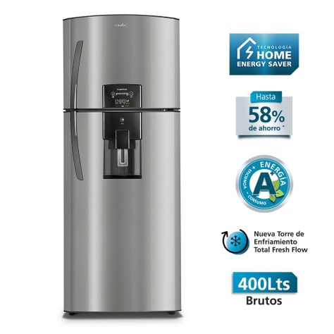 Refrigerador No Frost 400Lts Brutos Inox Mabe RMP410FZUU-1