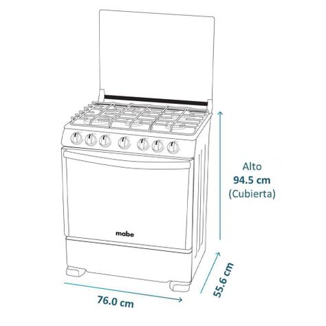 Cocina De Piso A Gas 76cm Inox Mabe Andes7670fx1-7