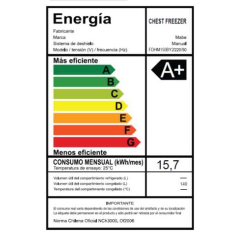 Freezer Horizontal 142 Lts Brutos Blanco Mabe Fdhm150by2-5