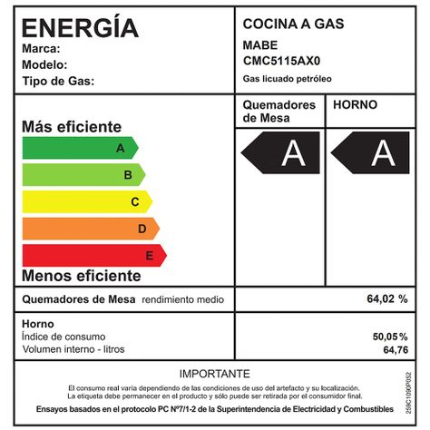 Cocina de Piso a Gas 51 cm Inox Mabe CMC5115AX0-5