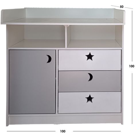 Comoda Mudador Blanco Gris-3